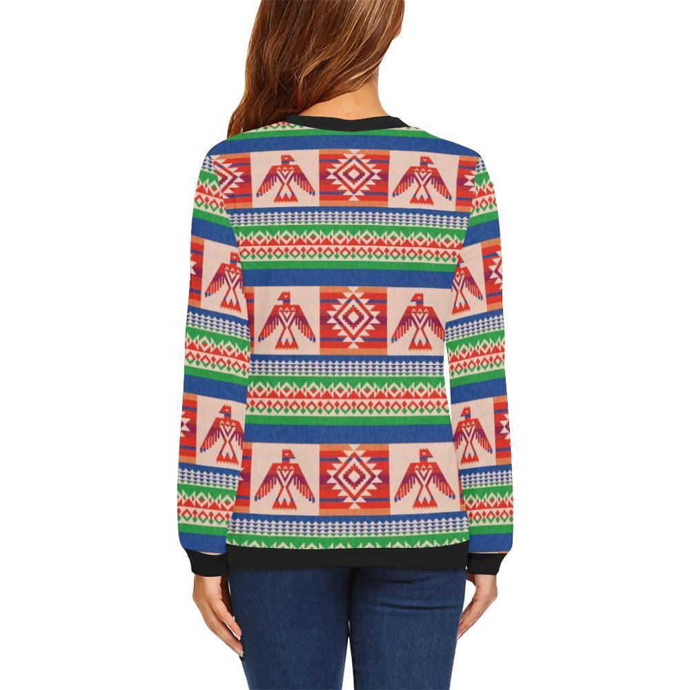 Navajo Aztec Tribal Native Indians American Print Women Crewneck Sweatshirt-grizzshop