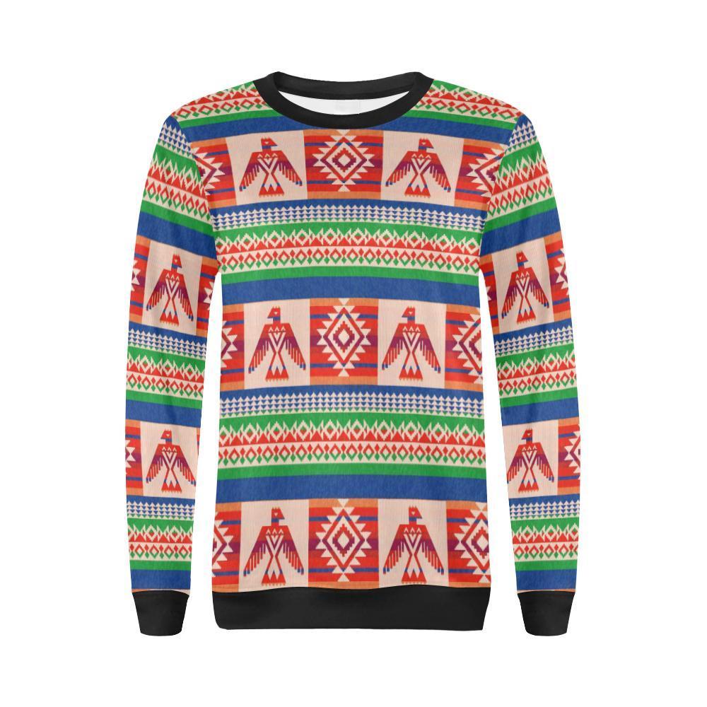 Navajo Aztec Tribal Native Indians American Print Women Crewneck Sweatshirt-grizzshop