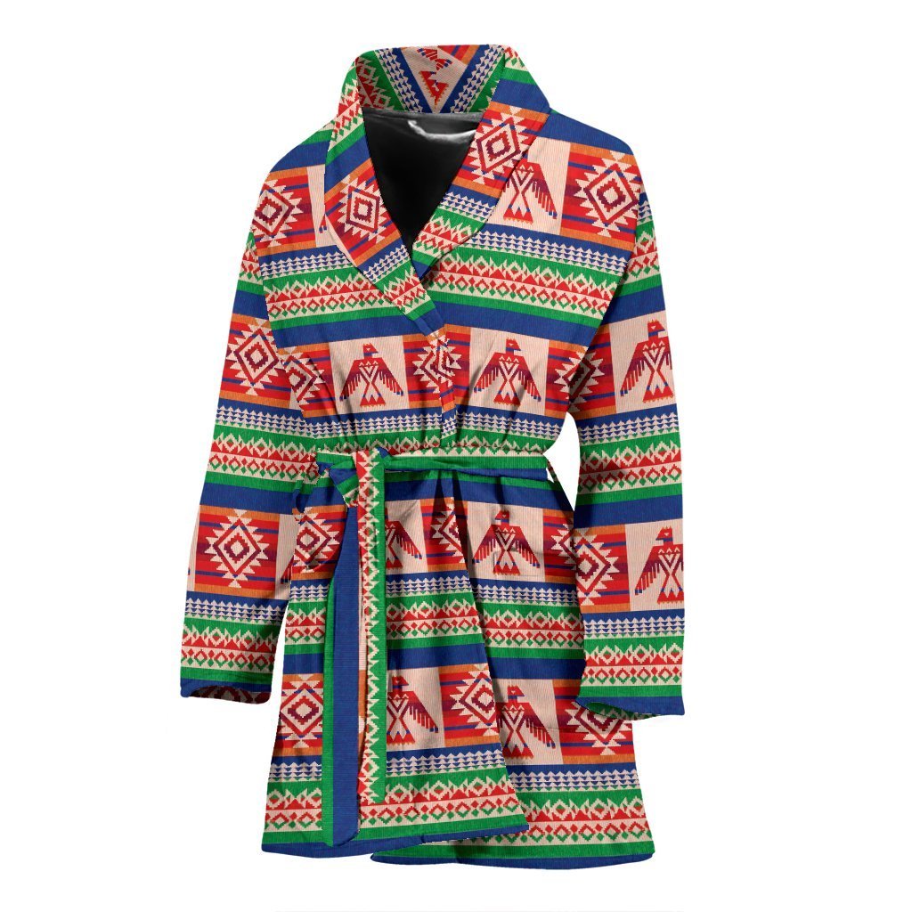 Navajo Aztec Tribal Native Indians American Print Women Long Robe-grizzshop