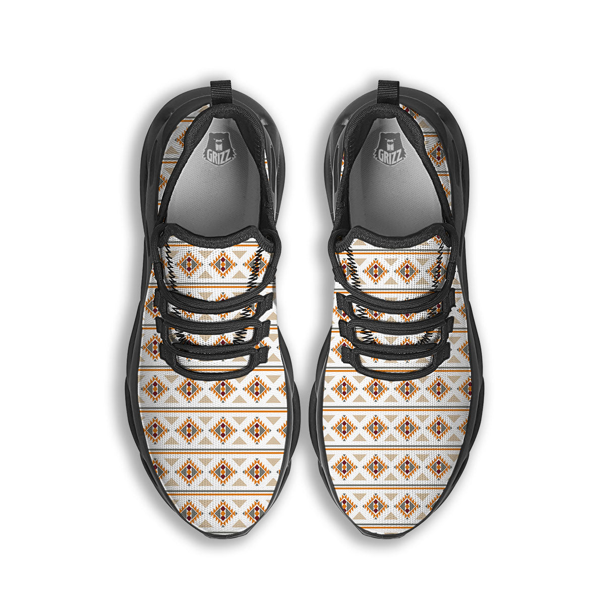 Navajo Ethnic Southwestern Print Pattern Black Running Shoes-grizzshop