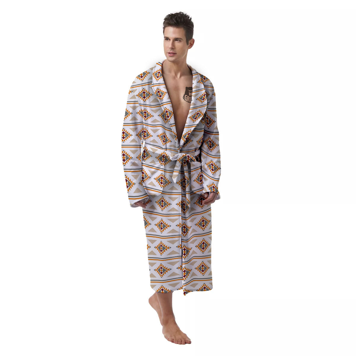 Navajo Ethnic Southwestern Print Pattern Men's Robe-grizzshop