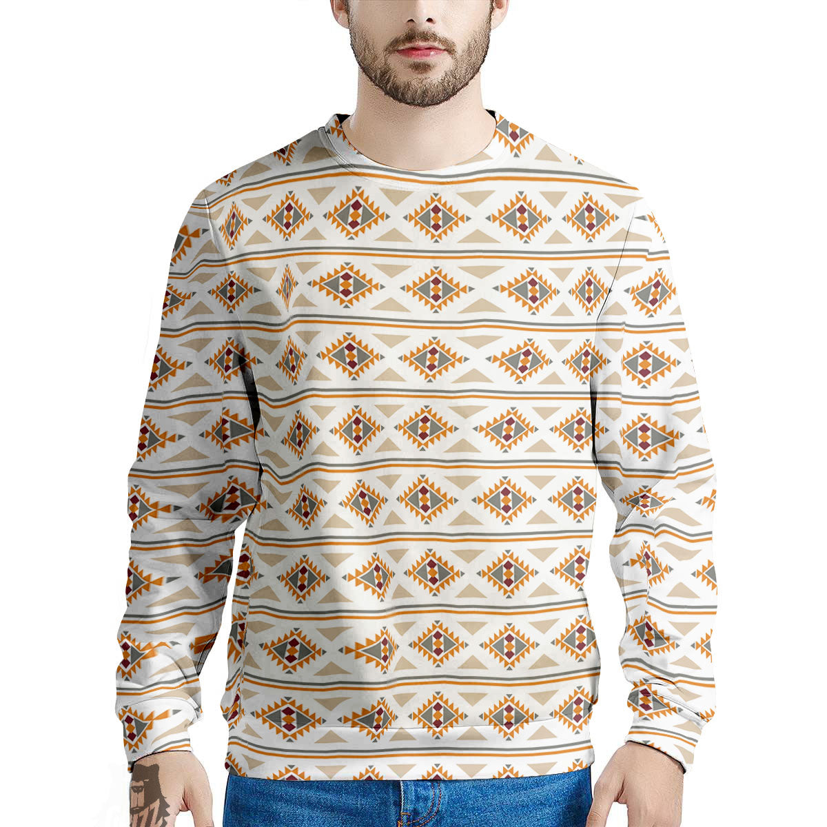 Navajo Ethnic Southwestern Print Pattern Men's Sweatshirt-grizzshop