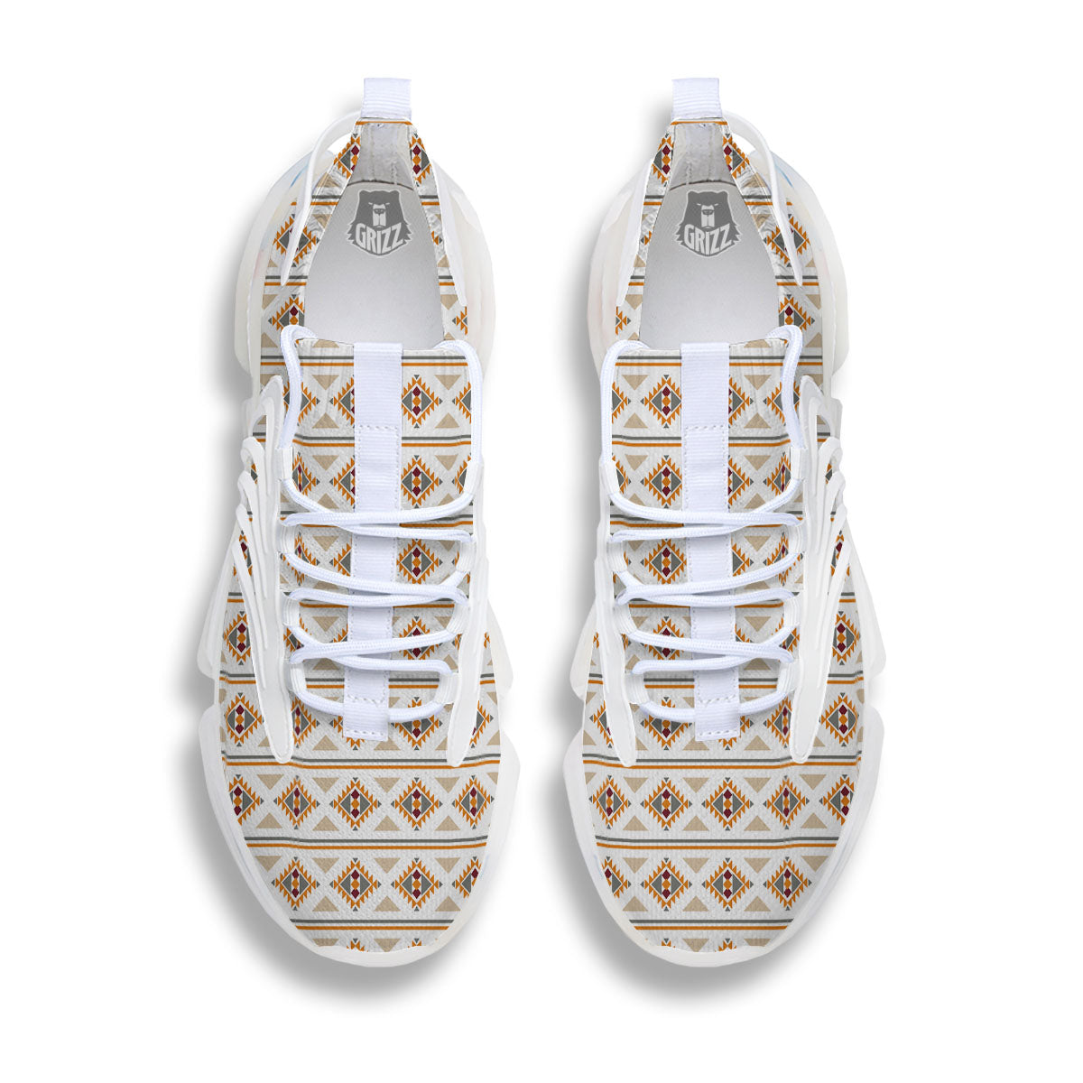Navajo Ethnic Southwestern Print Pattern White Gym Shoes-grizzshop