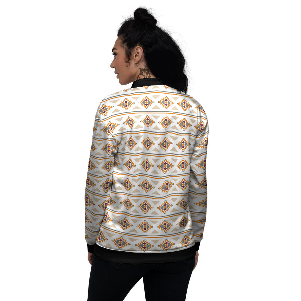 Navajo Ethnic Southwestern Print Pattern Women's Bomber Jacket-grizzshop