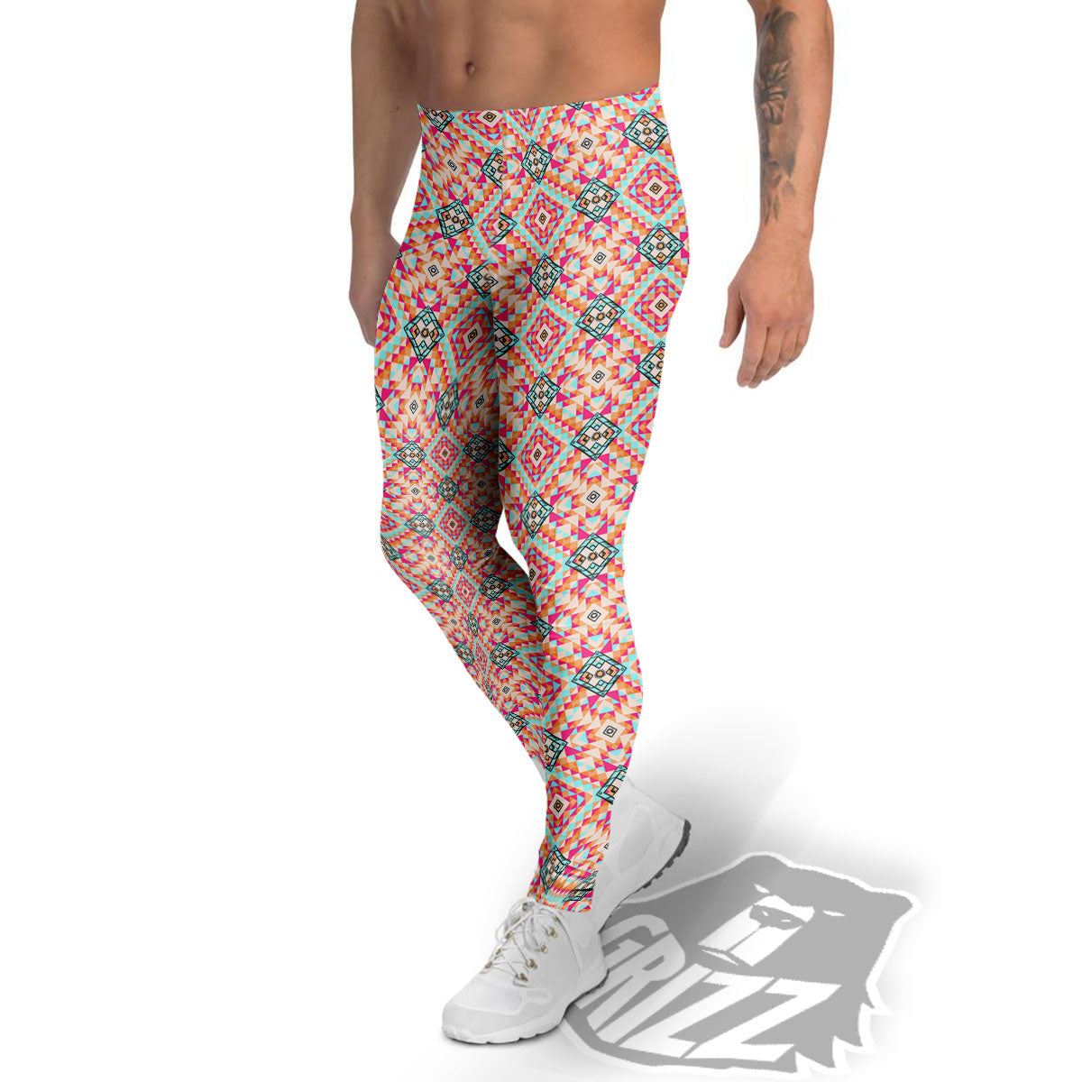 Navajo Geometric Native Print Men's Leggings-grizzshop