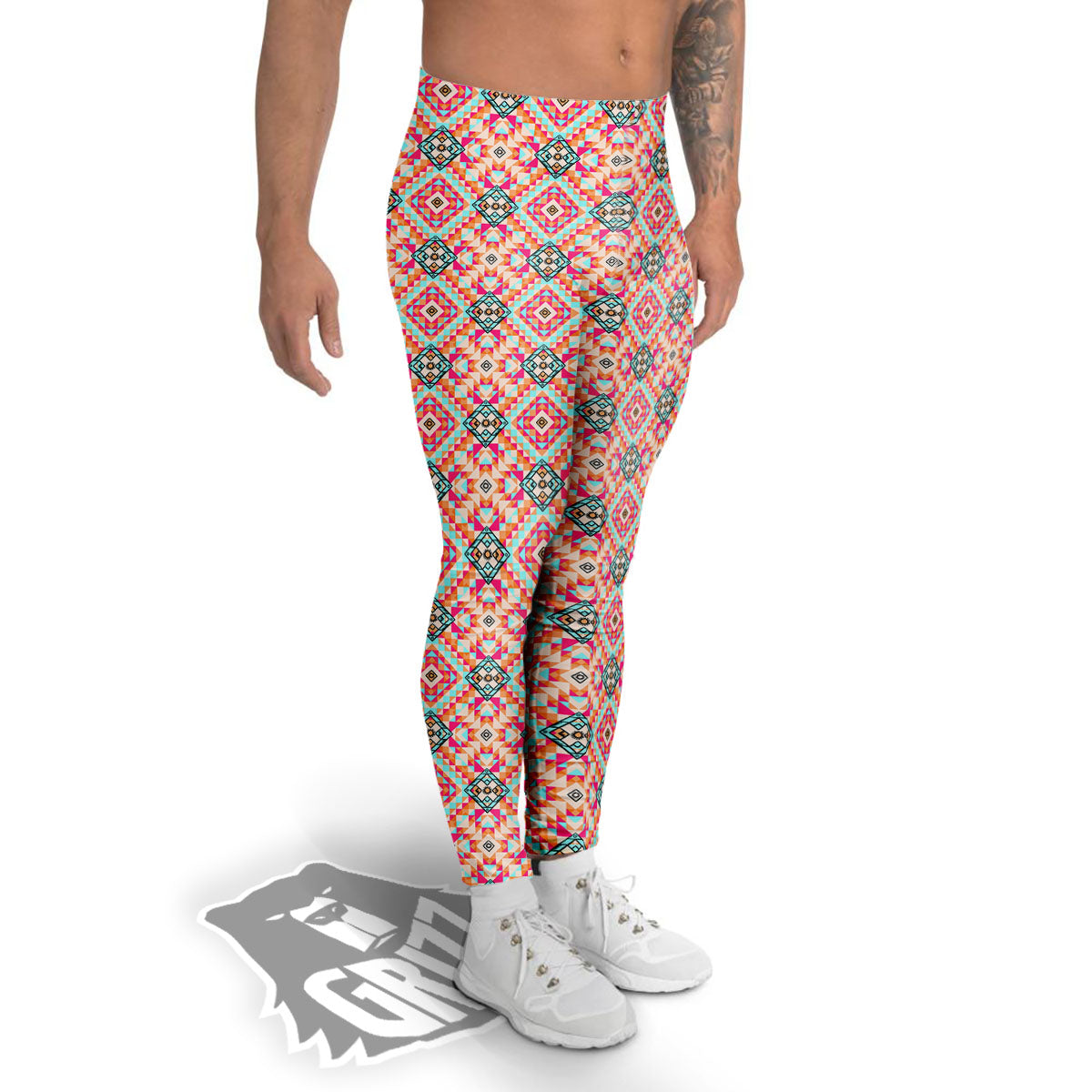 Navajo Geometric Native Print Men's Leggings-grizzshop
