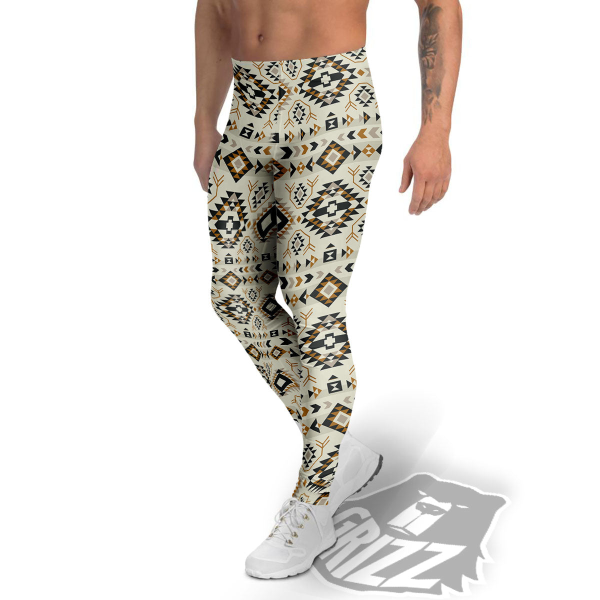 Navajo Geometric Style Print Pattern Men's Leggings-grizzshop