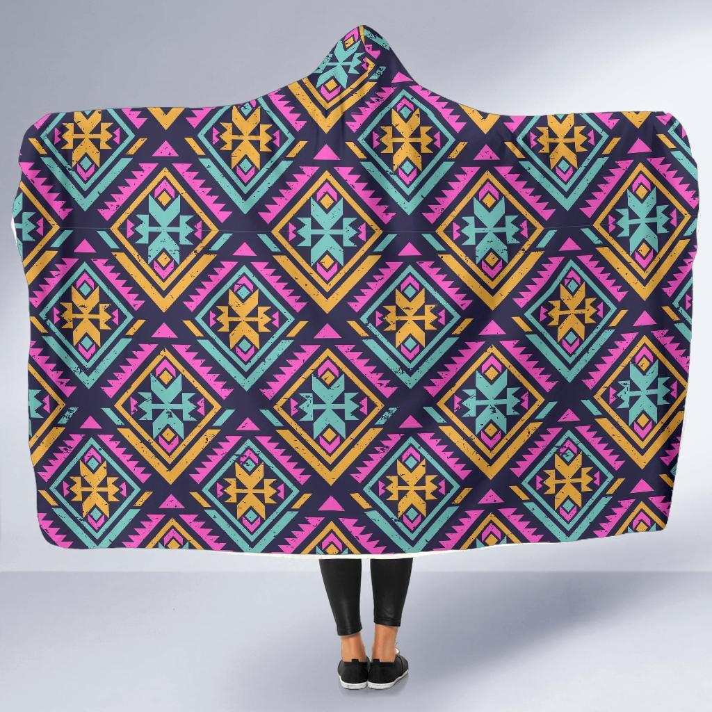 Navajo Indians Aztec Tribal Native American Print Hooded Blanket-grizzshop