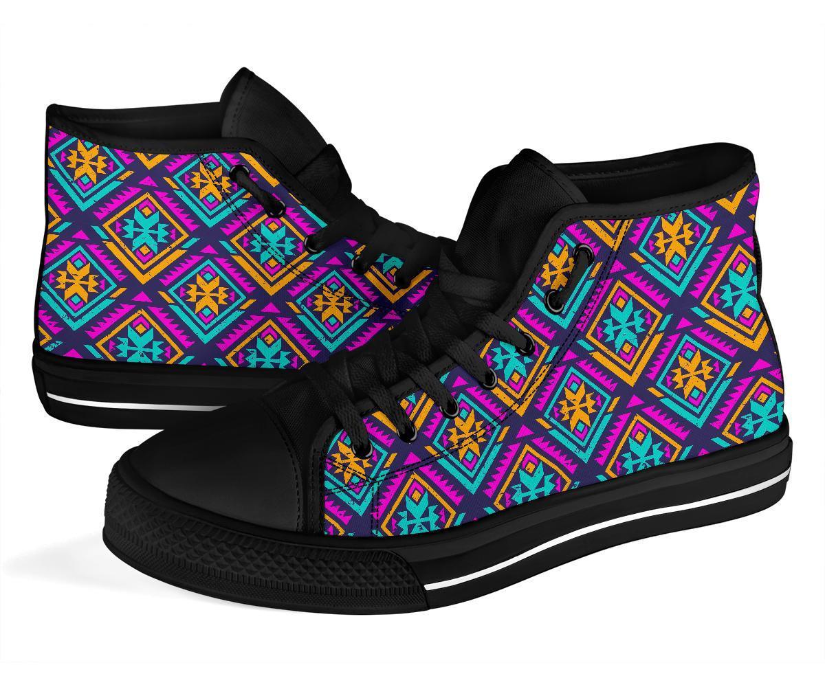 Navajo Indians Aztec Tribal Native American Print Men Women's High Top Shoes-grizzshop