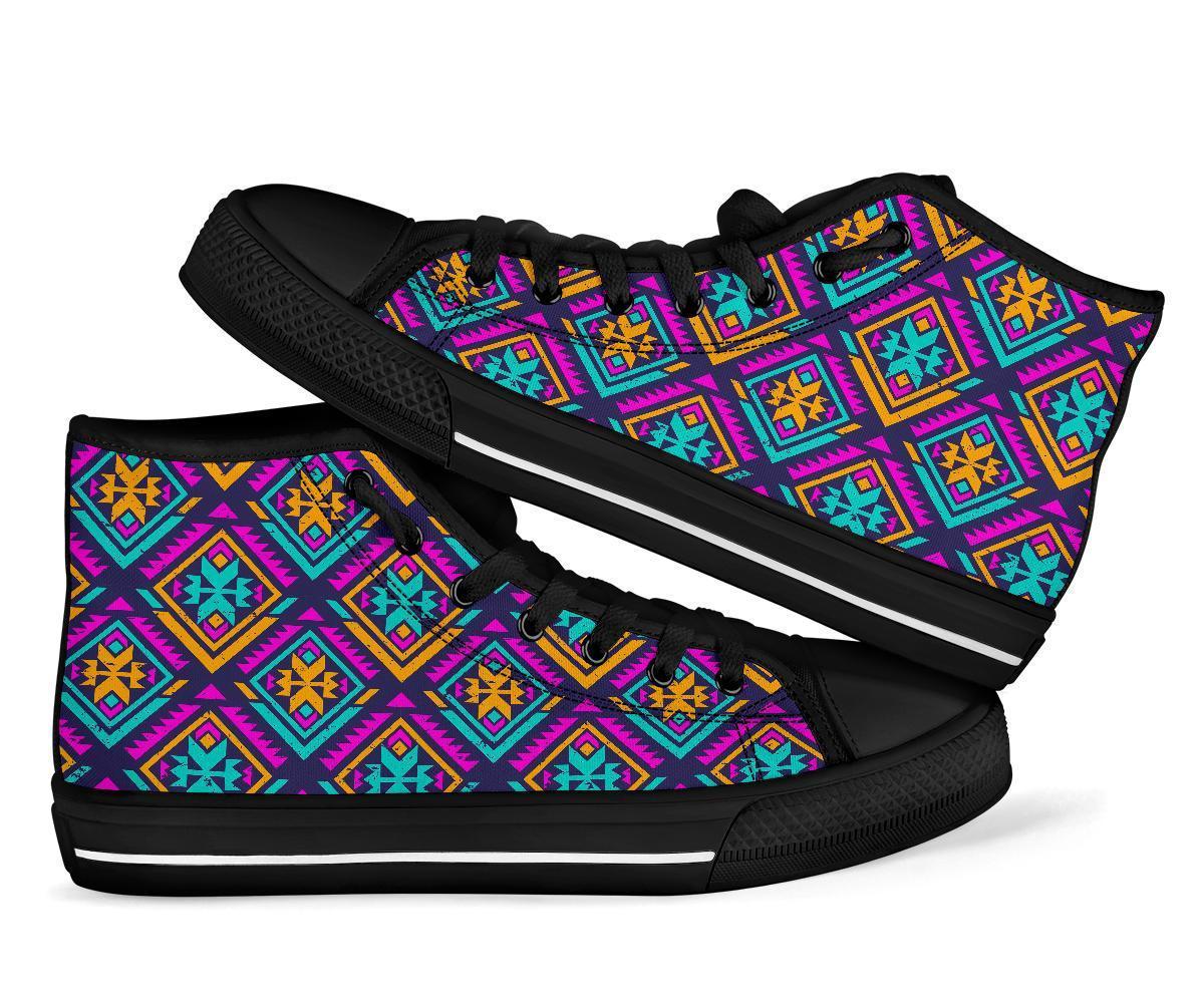 Navajo Indians Aztec Tribal Native American Print Men Women's High Top Shoes-grizzshop