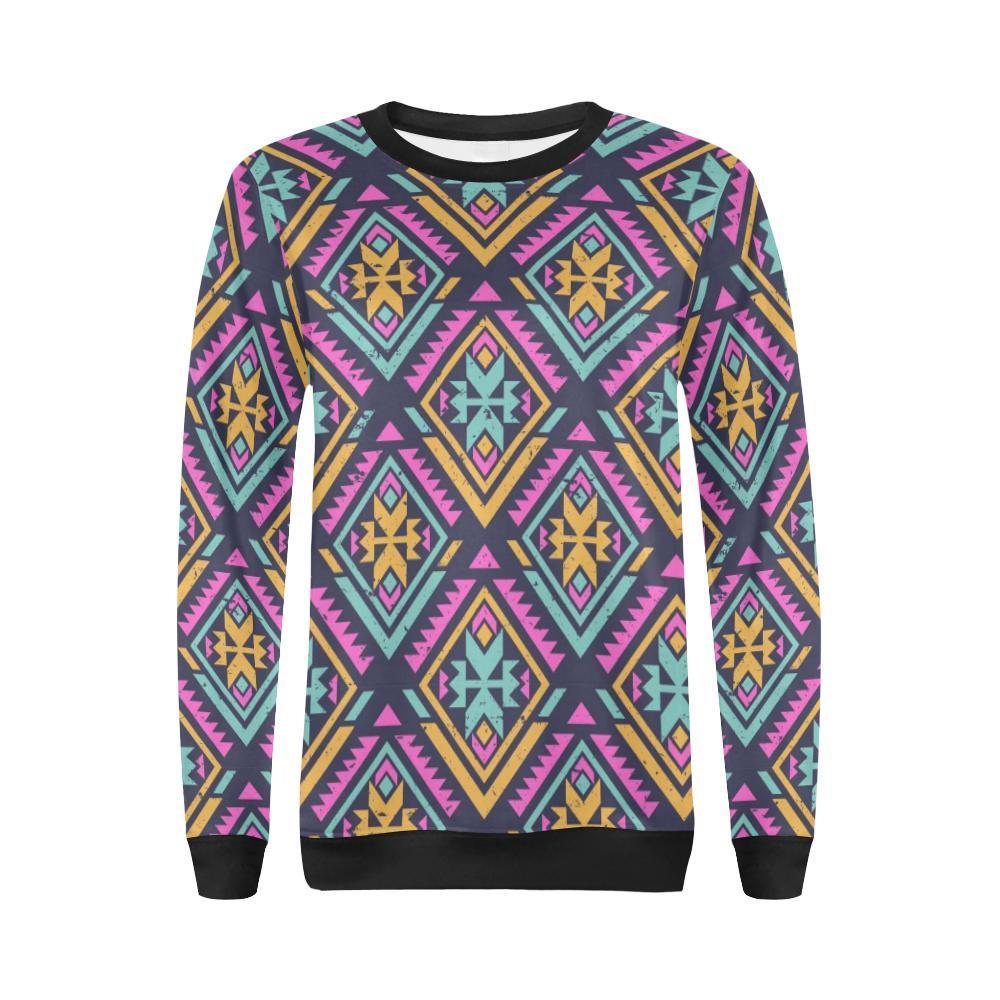 Navajo Indians Aztec Tribal Native American Print Women Crewneck Sweatshirt-grizzshop