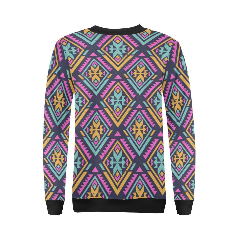 Navajo Indians Aztec Tribal Native American Print Women Crewneck Sweatshirt-grizzshop