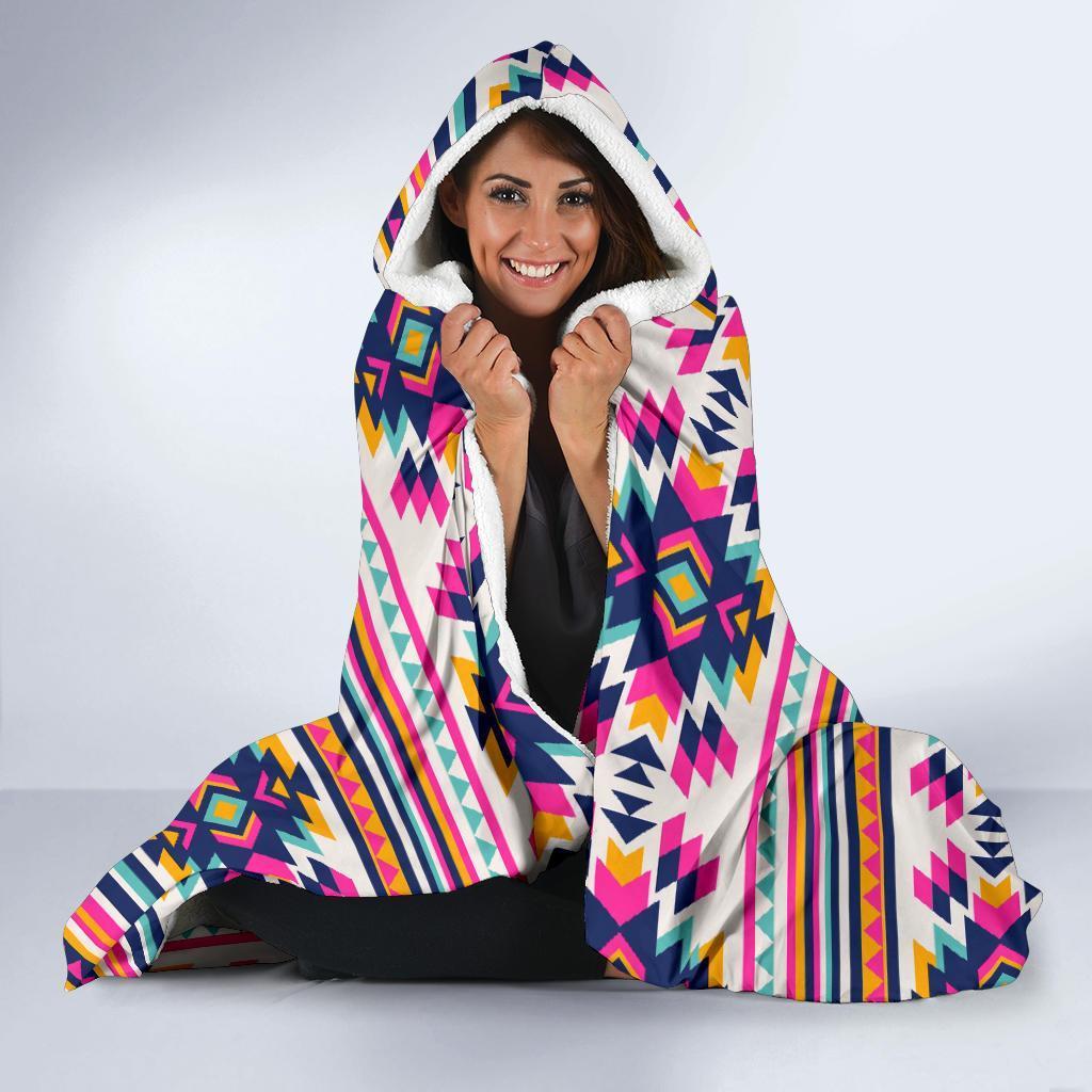 Navajo Native American Indians Aztec Tribal Print Hooded Blanket-grizzshop