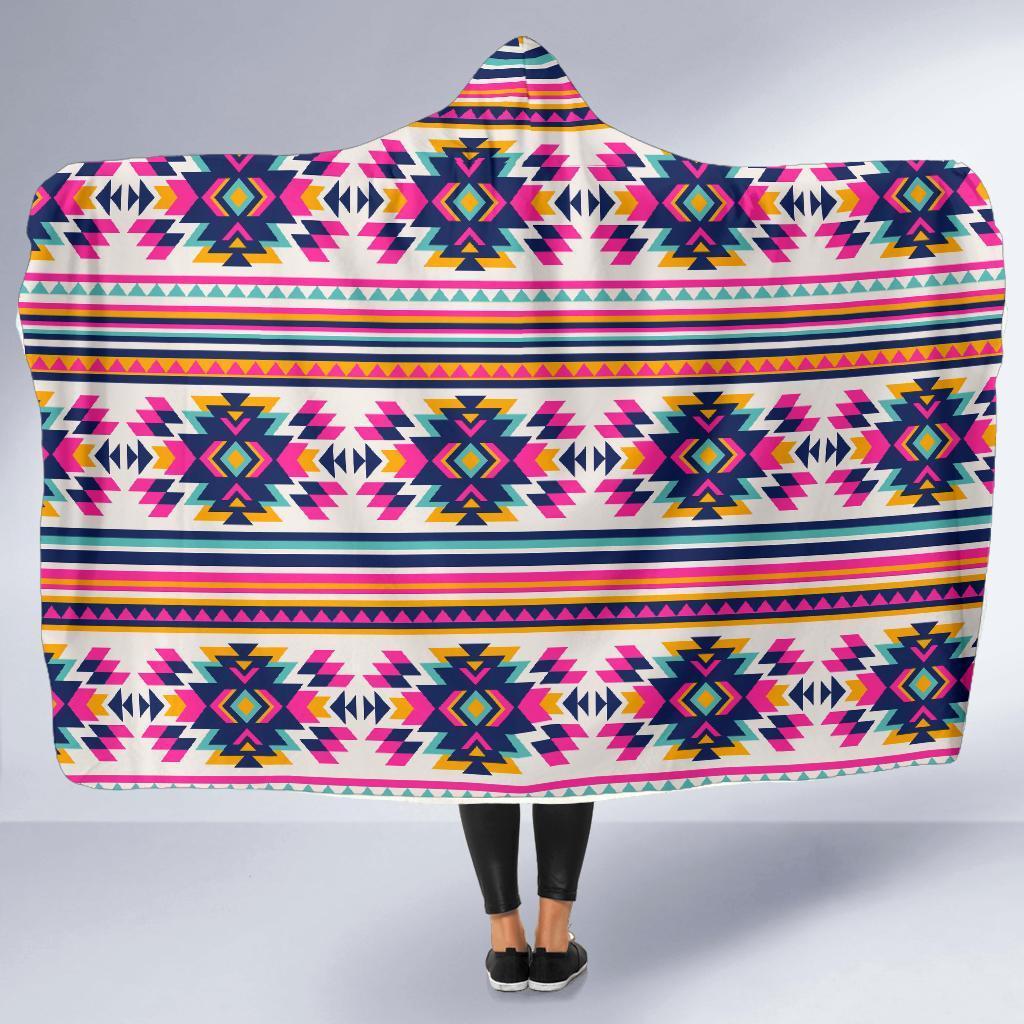 Navajo Native American Indians Aztec Tribal Print Hooded Blanket-grizzshop