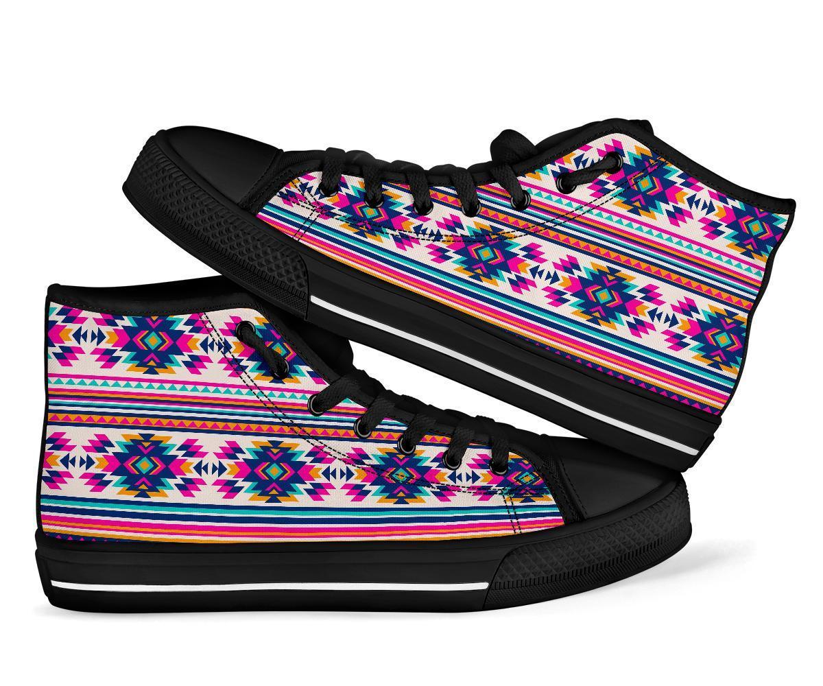 Navajo Native American Indians Aztec Tribal Print Men Women's High Top Shoes-grizzshop