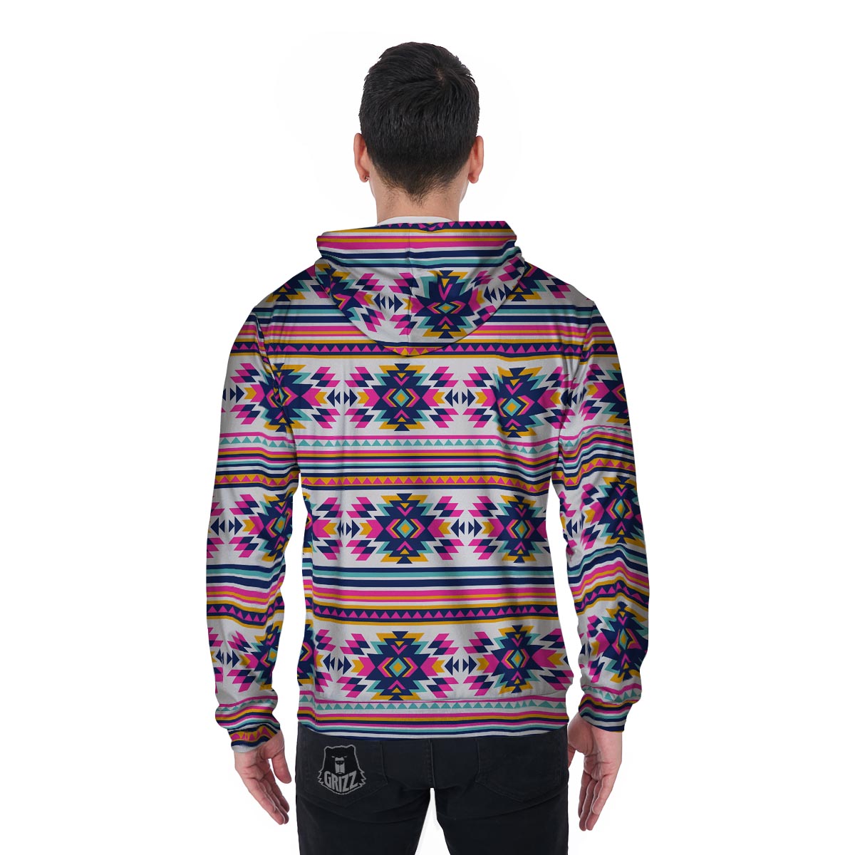 Navajo Native American Indians Aztec Tribal Print Men Zip Up Hoodie-grizzshop