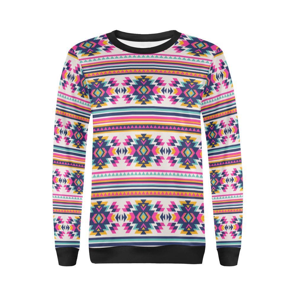 Navajo Native American Indians Aztec Tribal Print Women Crewneck Sweatshirt-grizzshop