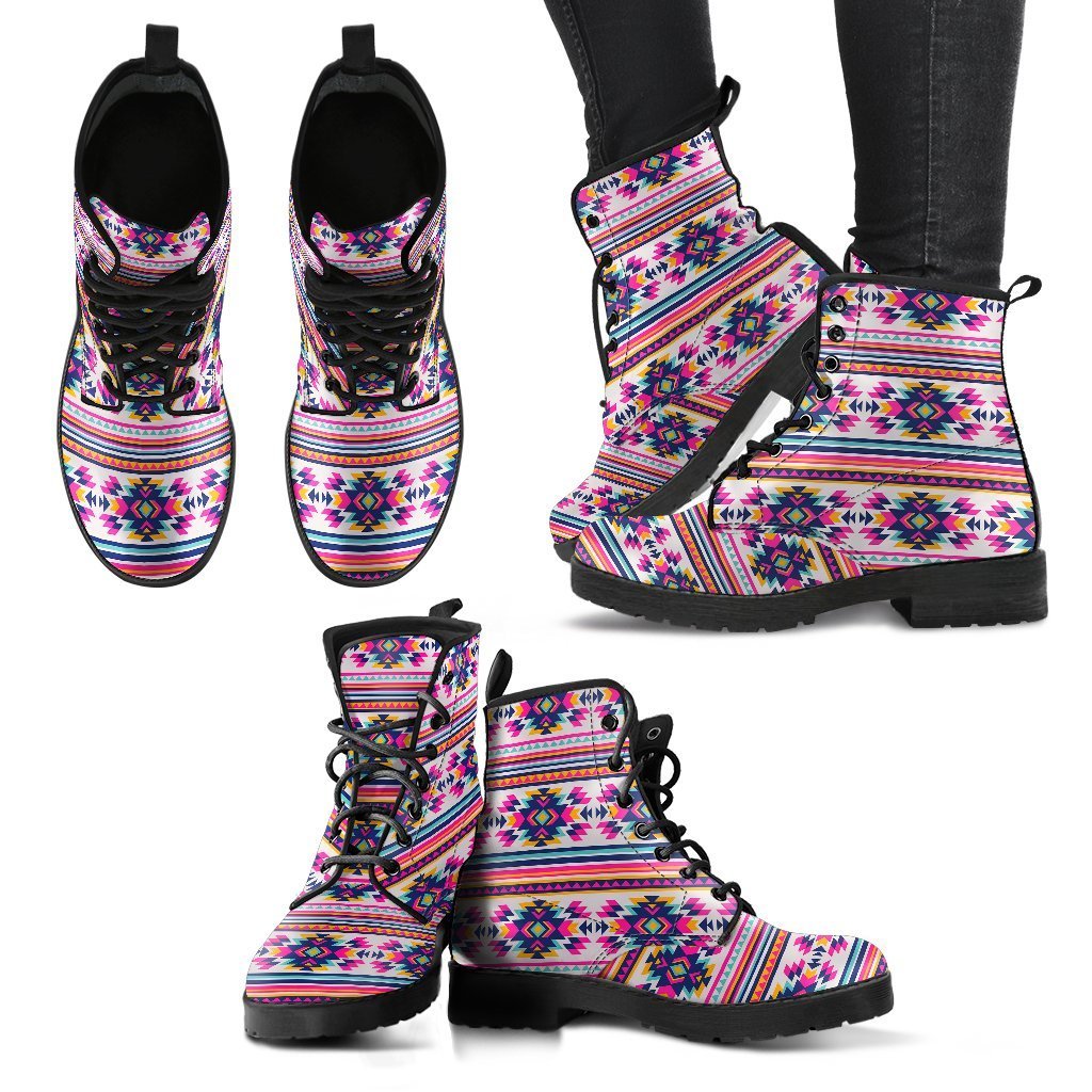 Navajo Native American Indians Aztec Tribal Print Women Leather Boots-grizzshop
