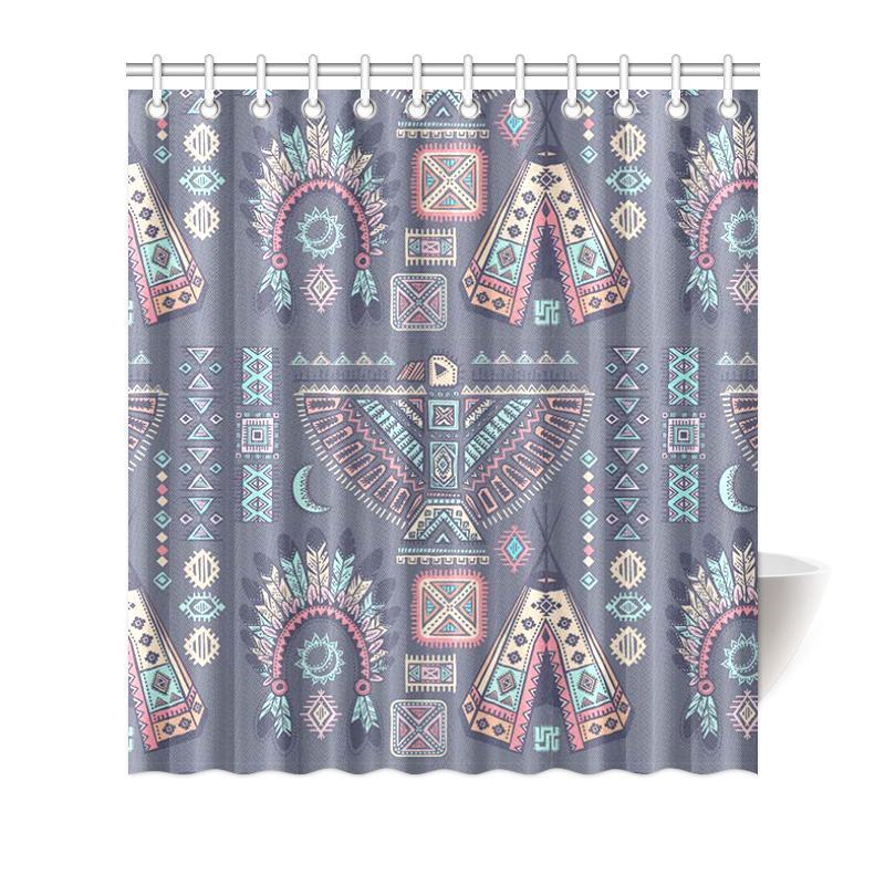 Navajo Native Aztec Indians American Tribal Print Bathroom Shower Curtain-grizzshop