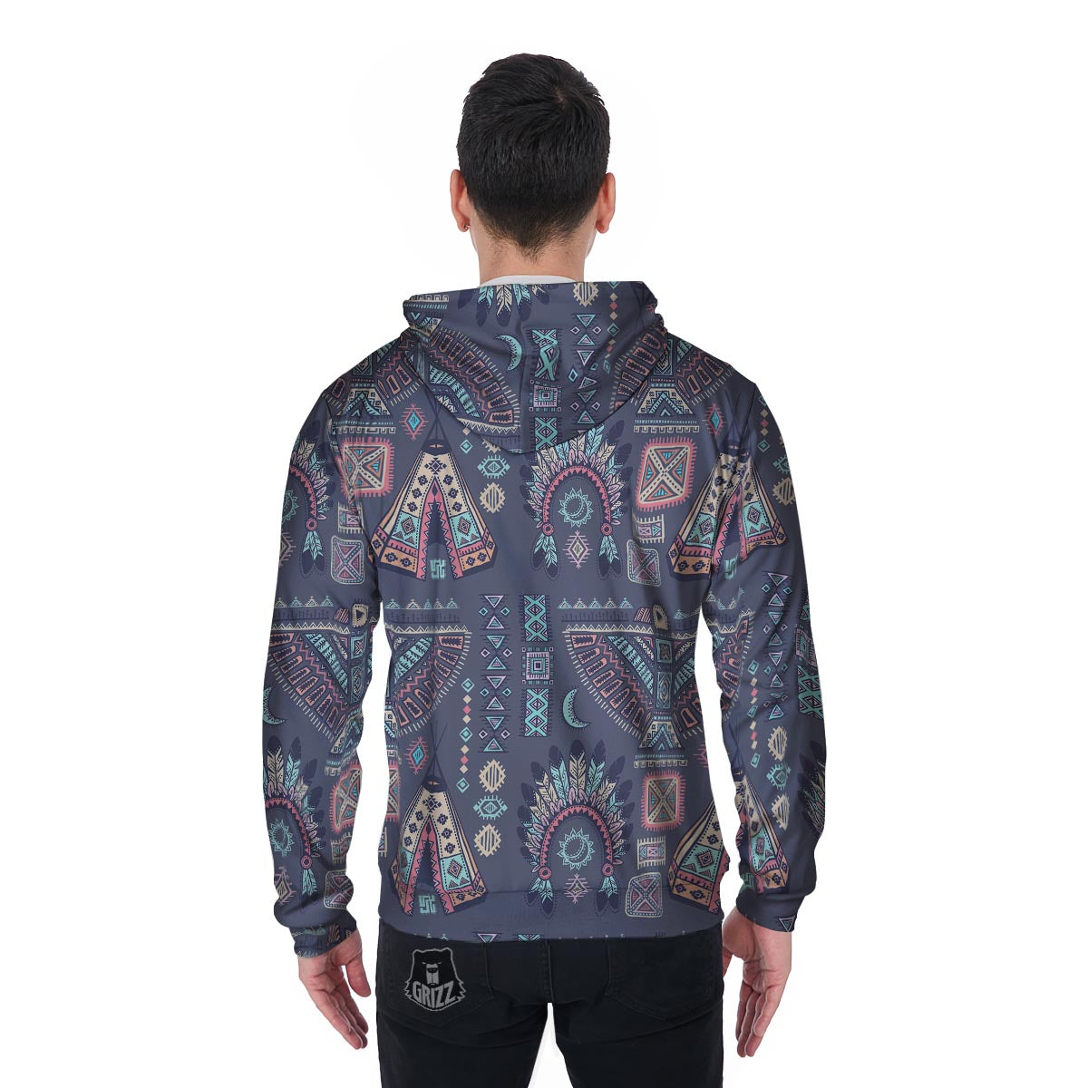 Navajo Native Aztec Indians American Tribal Print Men Zip Up Hoodie-grizzshop