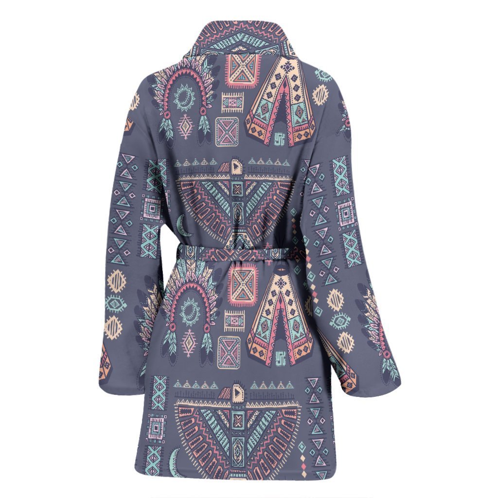 Navajo Native Aztec Indians American Tribal Print Women Long Robe-grizzshop