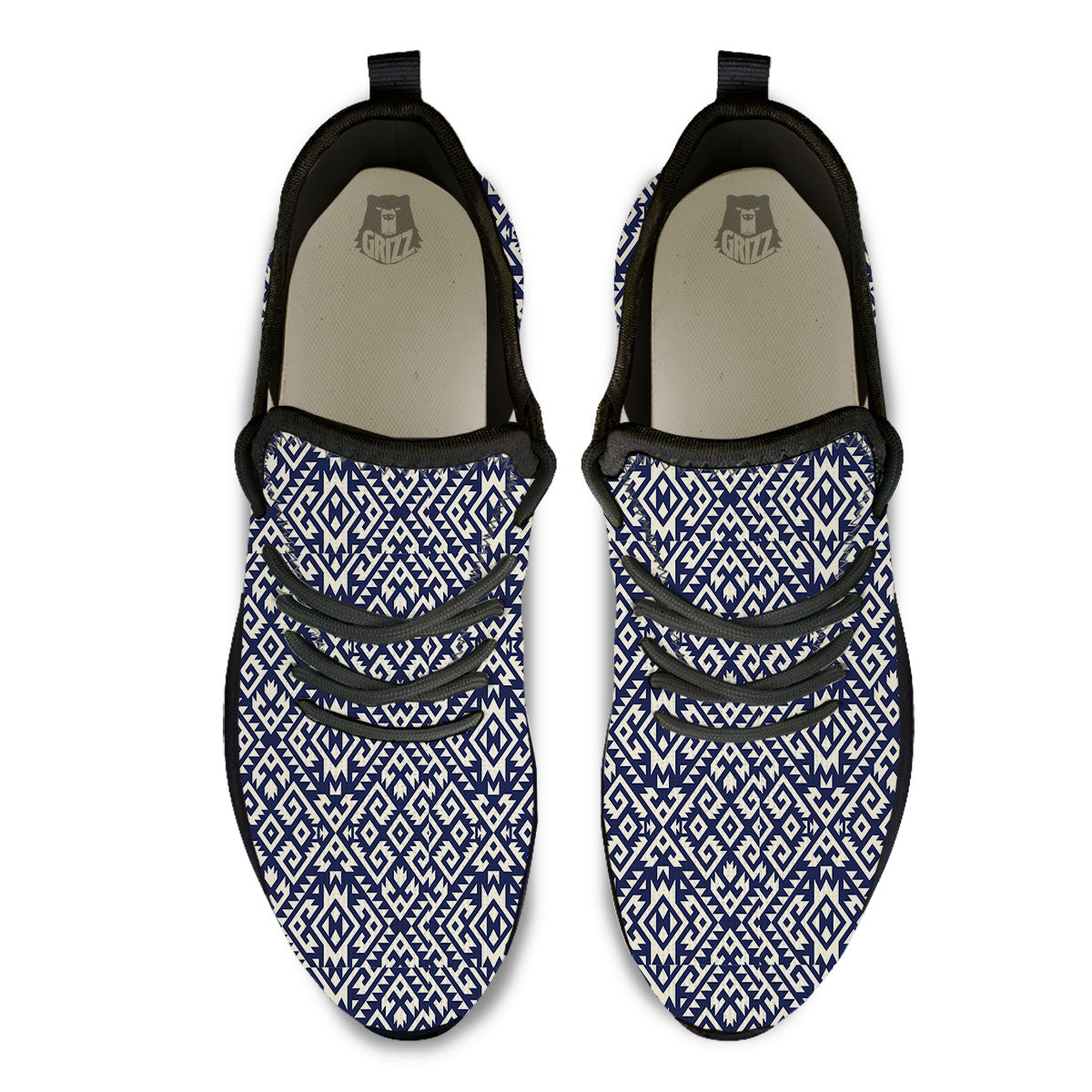 Navajo Native Indian Print Pattern Black Athletic Shoes-grizzshop