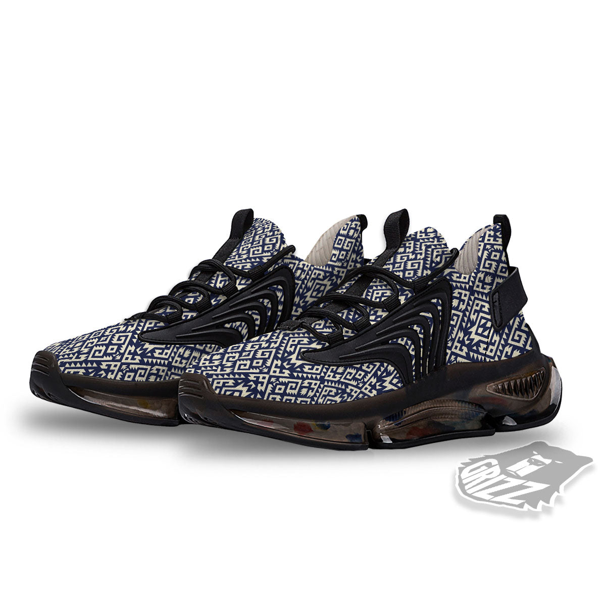 Navajo Native Indian Print Pattern Black Gym Shoes-grizzshop