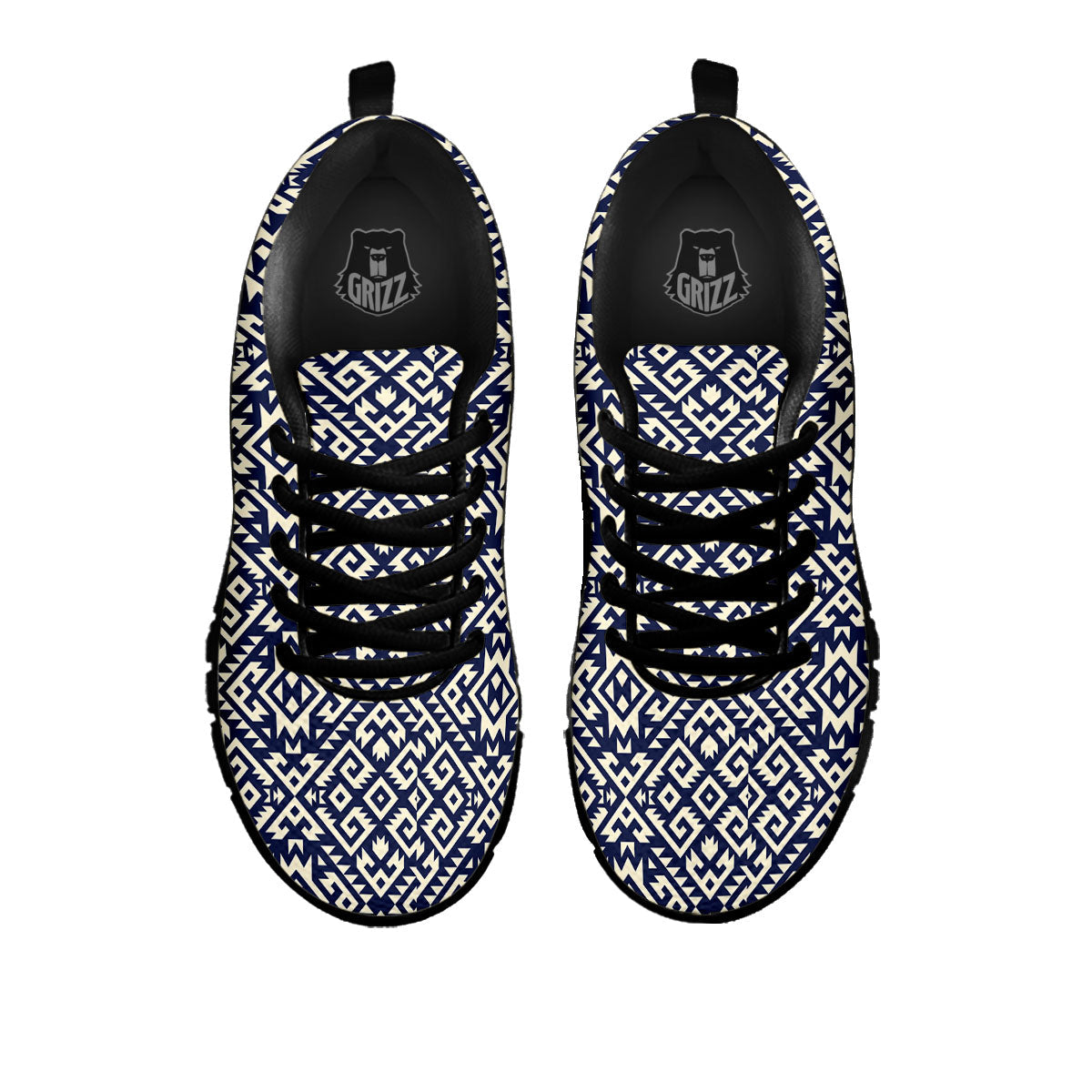 Navajo Native Indian Print Pattern Black Sneaker-grizzshop