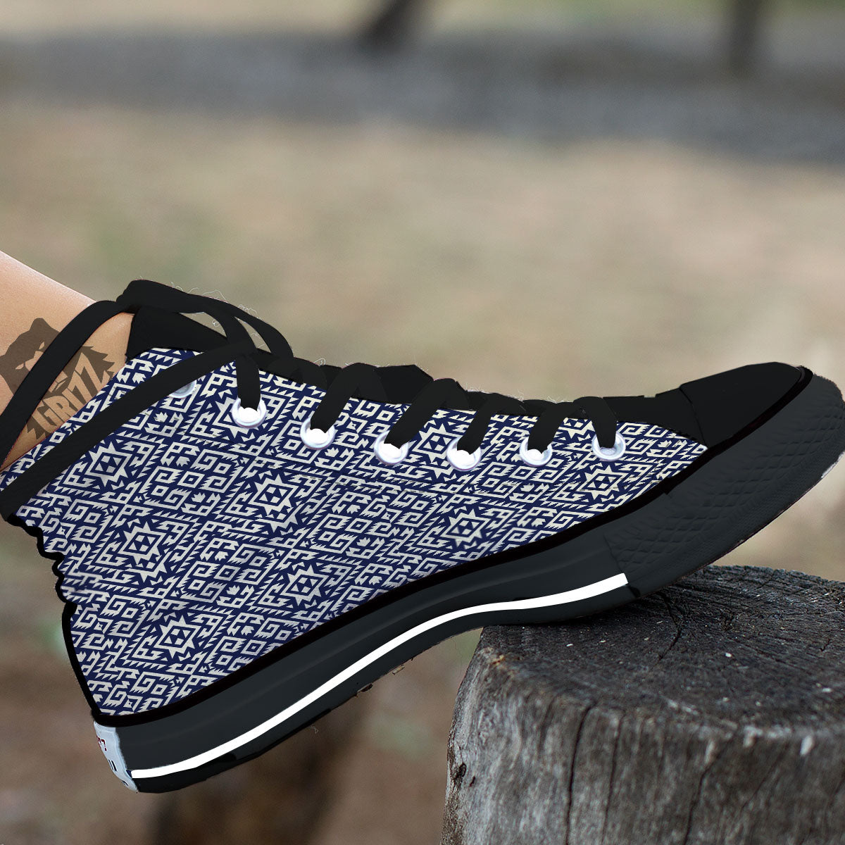 Navajo Native Indian Print Pattern High Top Shoes-grizzshop