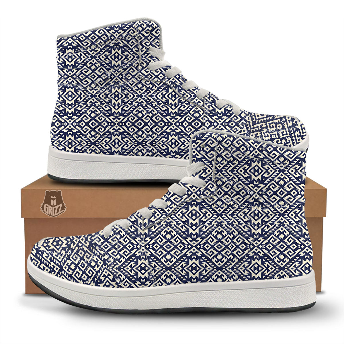 Navajo Native Indian Print Pattern High Top Sneakers-grizzshop