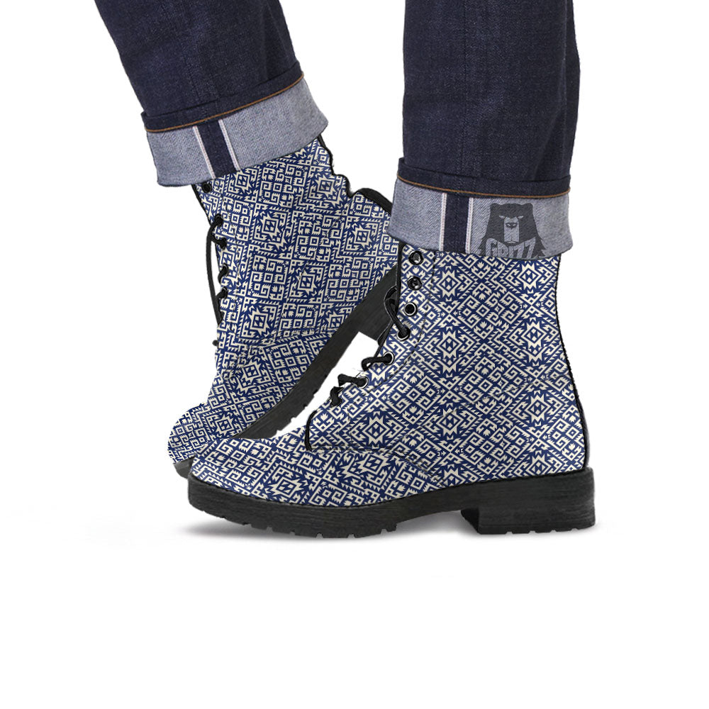 Navajo Native Indian Print Pattern Leather Boots-grizzshop