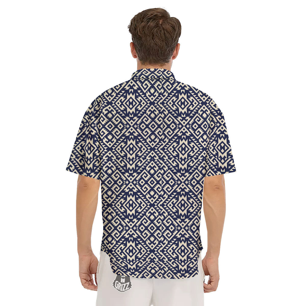 Navajo Native Indian Print Pattern Men's Short Sleeve Shirts-grizzshop