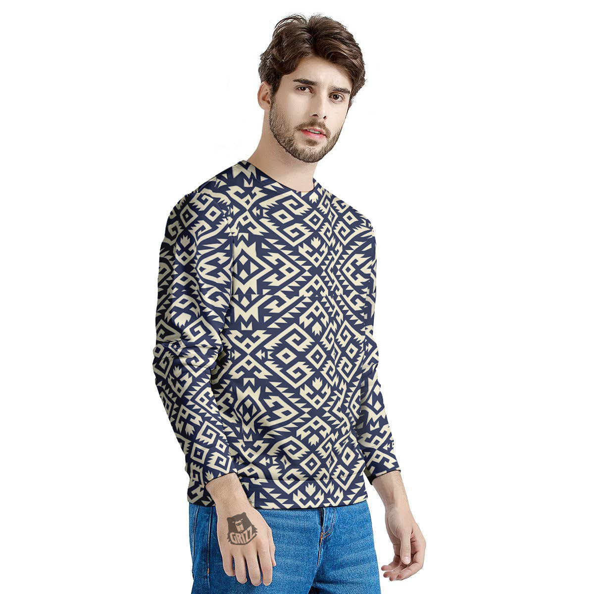 Navajo Native Indian Print Pattern Men's Sweatshirt-grizzshop