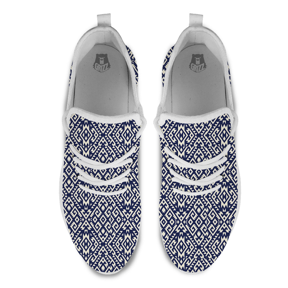 Navajo Native Indian Print Pattern White Athletic Shoes-grizzshop