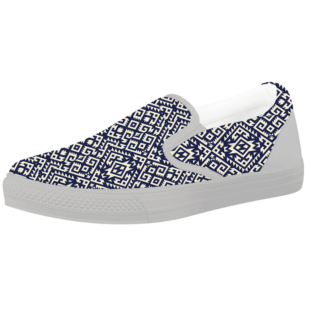 Navajo Native Indian Print Pattern White Slip On Shoes-grizzshop
