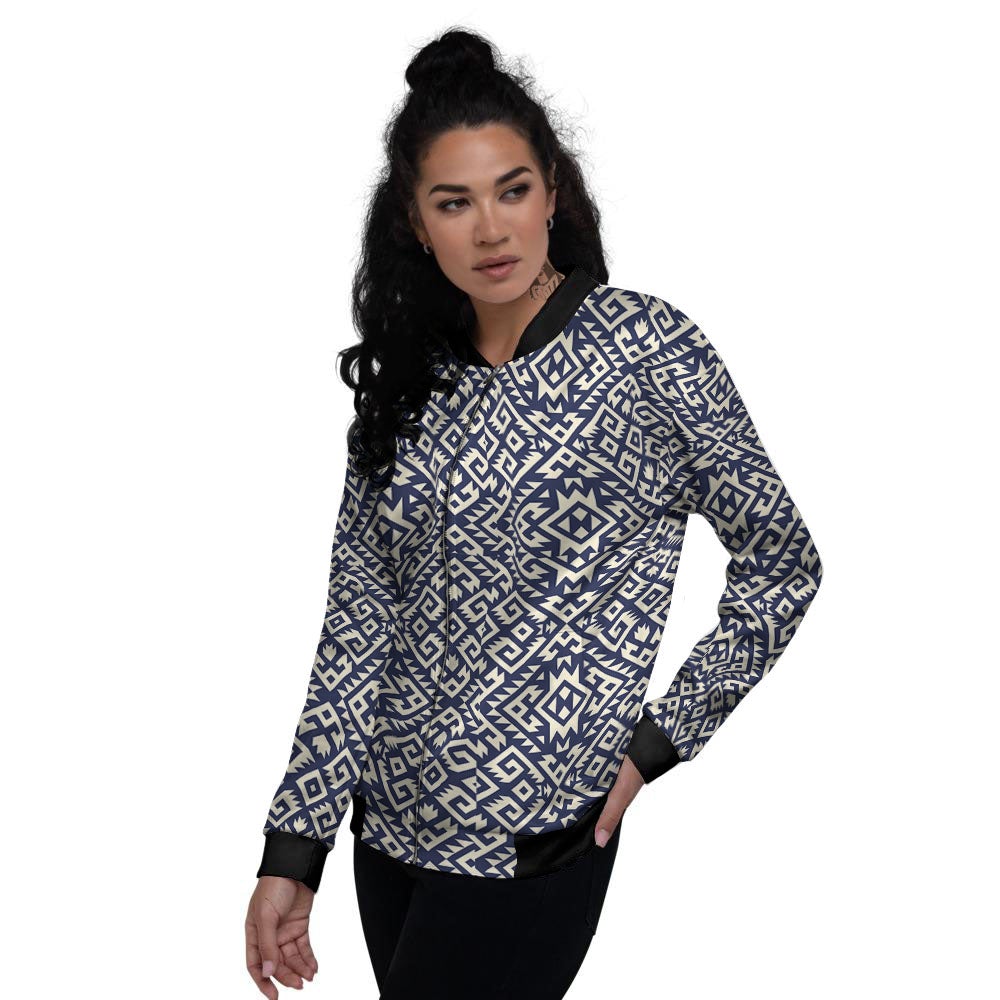 Navajo Native Indian Print Pattern Women's Bomber Jacket-grizzshop