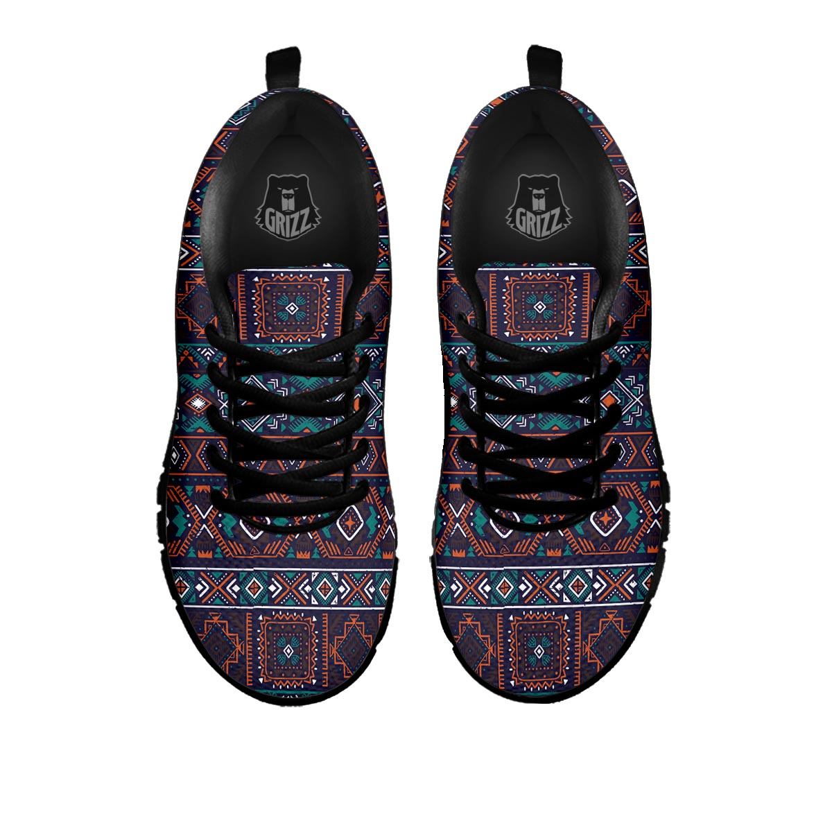 Navajo Retro Tribal Print Pattern Black Sneaker-grizzshop