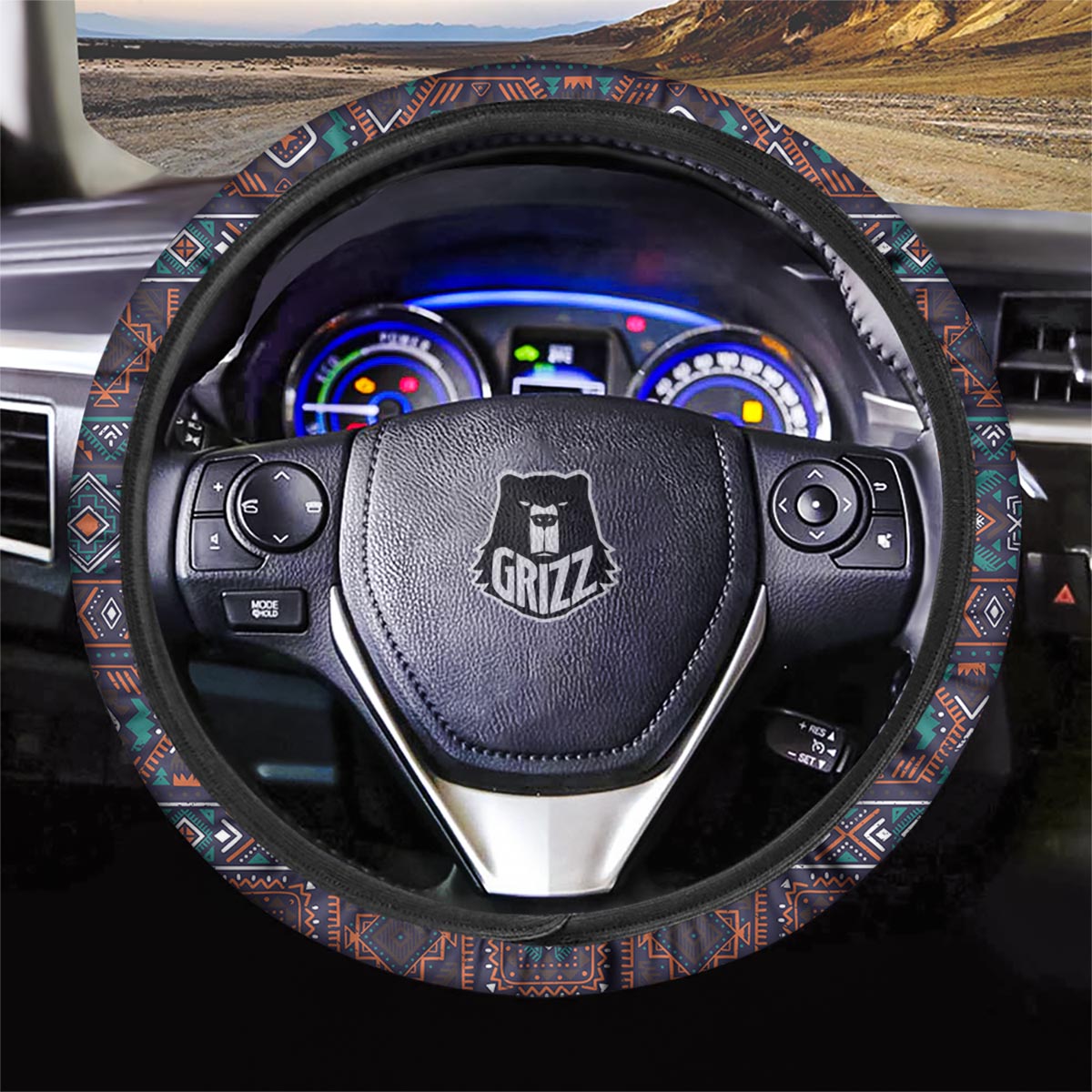 Navajo Retro Tribal Print Pattern Car Steering Wheel Cover-grizzshop