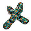 Navajo Teal Southwestern Print Pattern Muay Thai Shin Guards-grizzshop