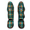 Navajo Teal Southwestern Print Pattern Muay Thai Shin Guards-grizzshop