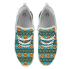 Navajo Teal Southwestern Print Pattern White Athletic Shoes-grizzshop