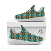 Navajo Teal Southwestern Print Pattern White Athletic Shoes-grizzshop