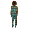 Navajo Teal Southwestern Print Pattern Women's Pajamas-grizzshop