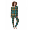 Navajo Teal Southwestern Print Pattern Women's Pajamas-grizzshop