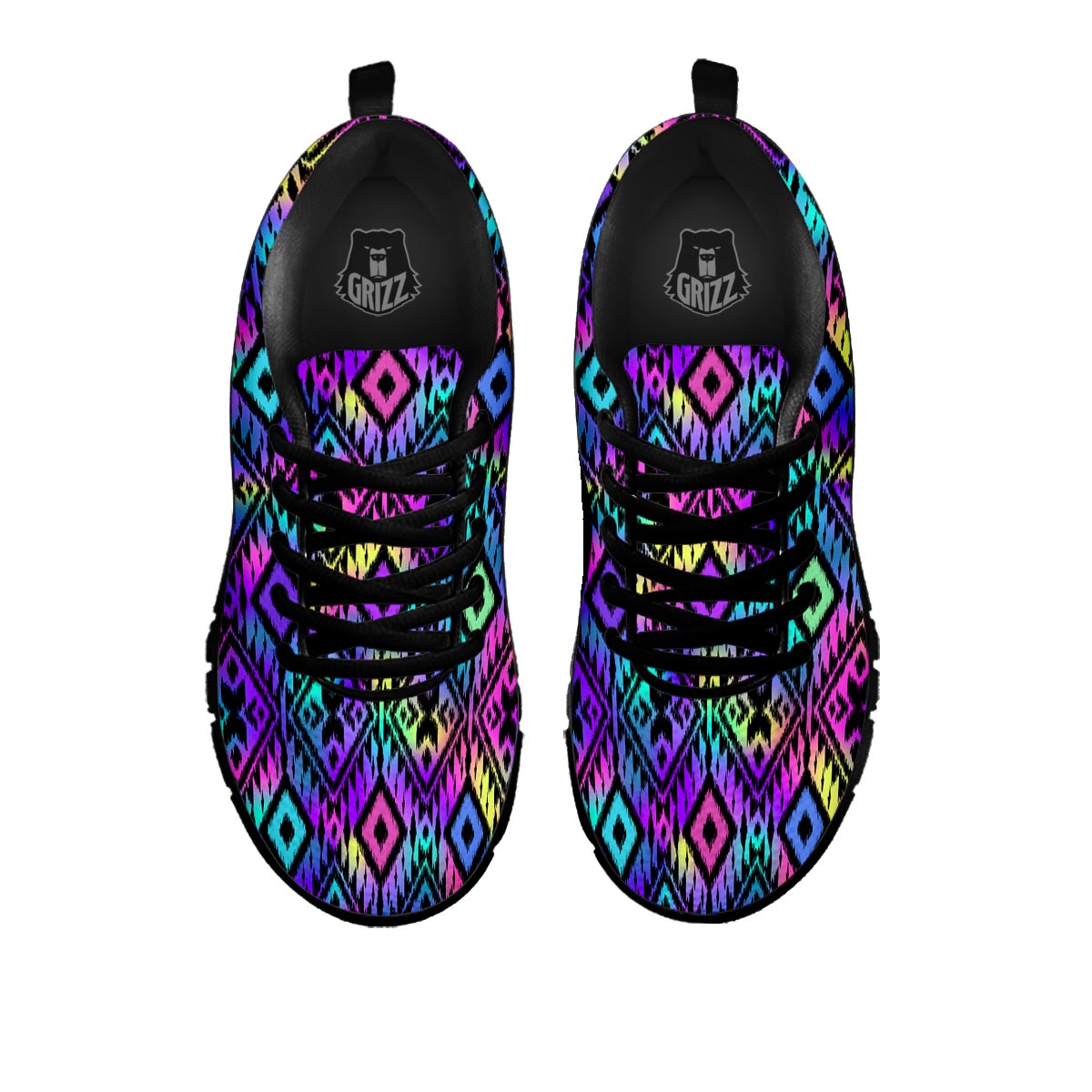 Navajo Triangle Ethnic Print Pattern Black Sneaker-grizzshop