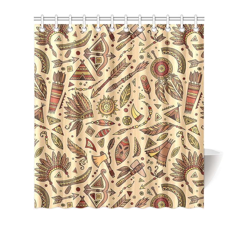 Navajo Tribal Aztec Native Indians American Print Bathroom Shower Curtain-grizzshop