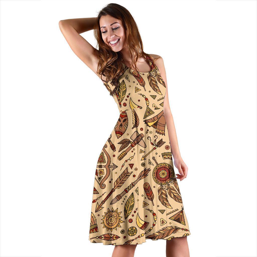 Navajo Tribal Aztec Native Indians American Print Dress-grizzshop