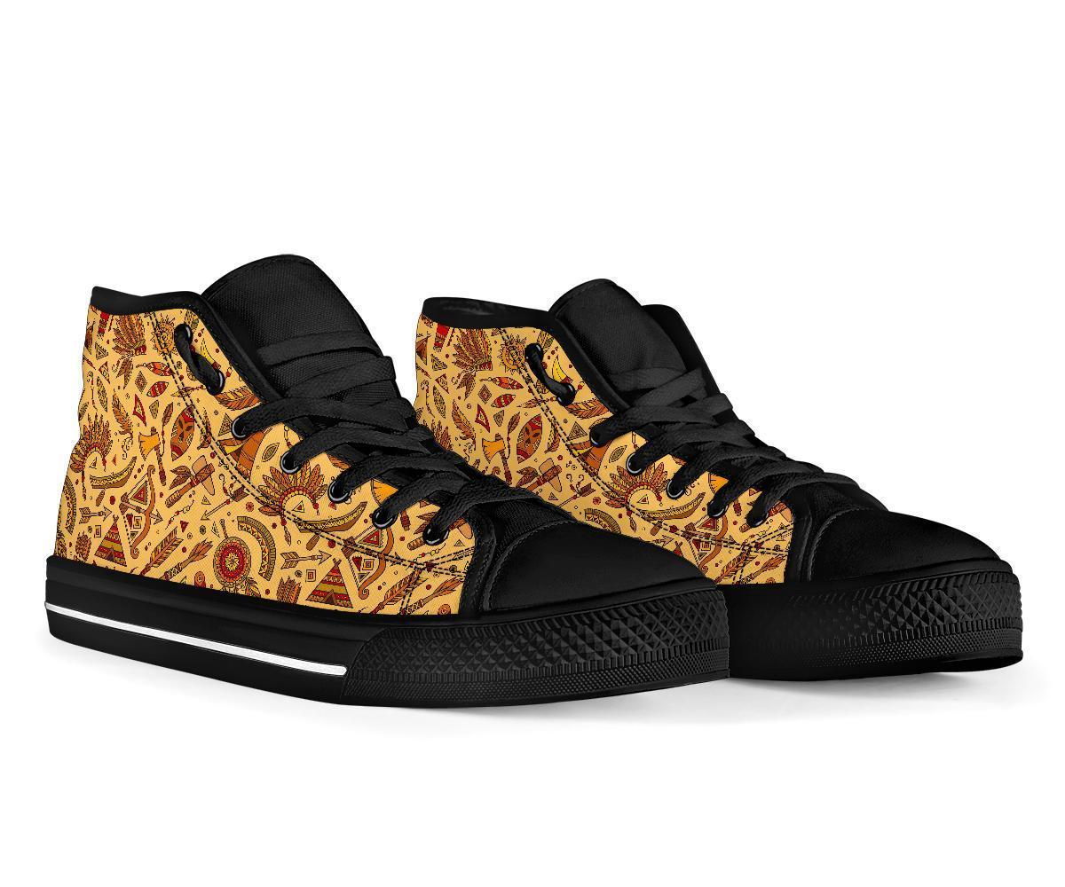 Navajo Tribal Aztec Native Indians American Print Men Women's High Top Shoes-grizzshop