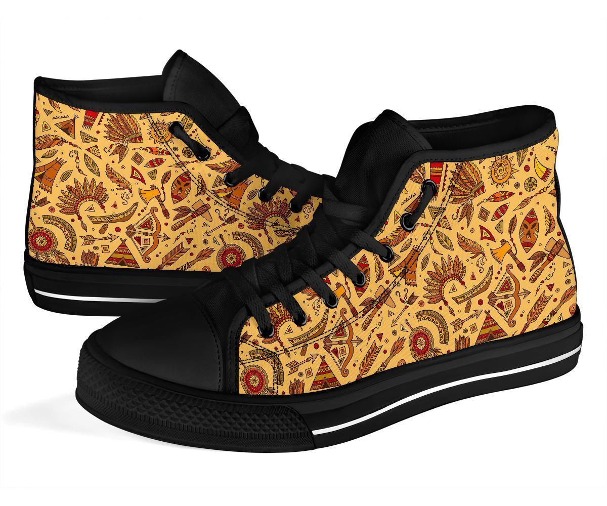 Navajo Tribal Aztec Native Indians American Print Men Women's High Top Shoes-grizzshop