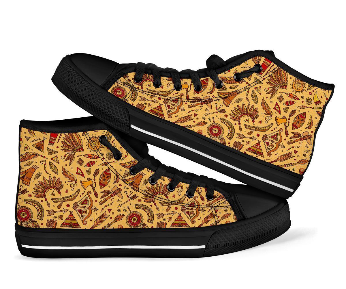 Navajo Tribal Aztec Native Indians American Print Men Women's High Top Shoes-grizzshop